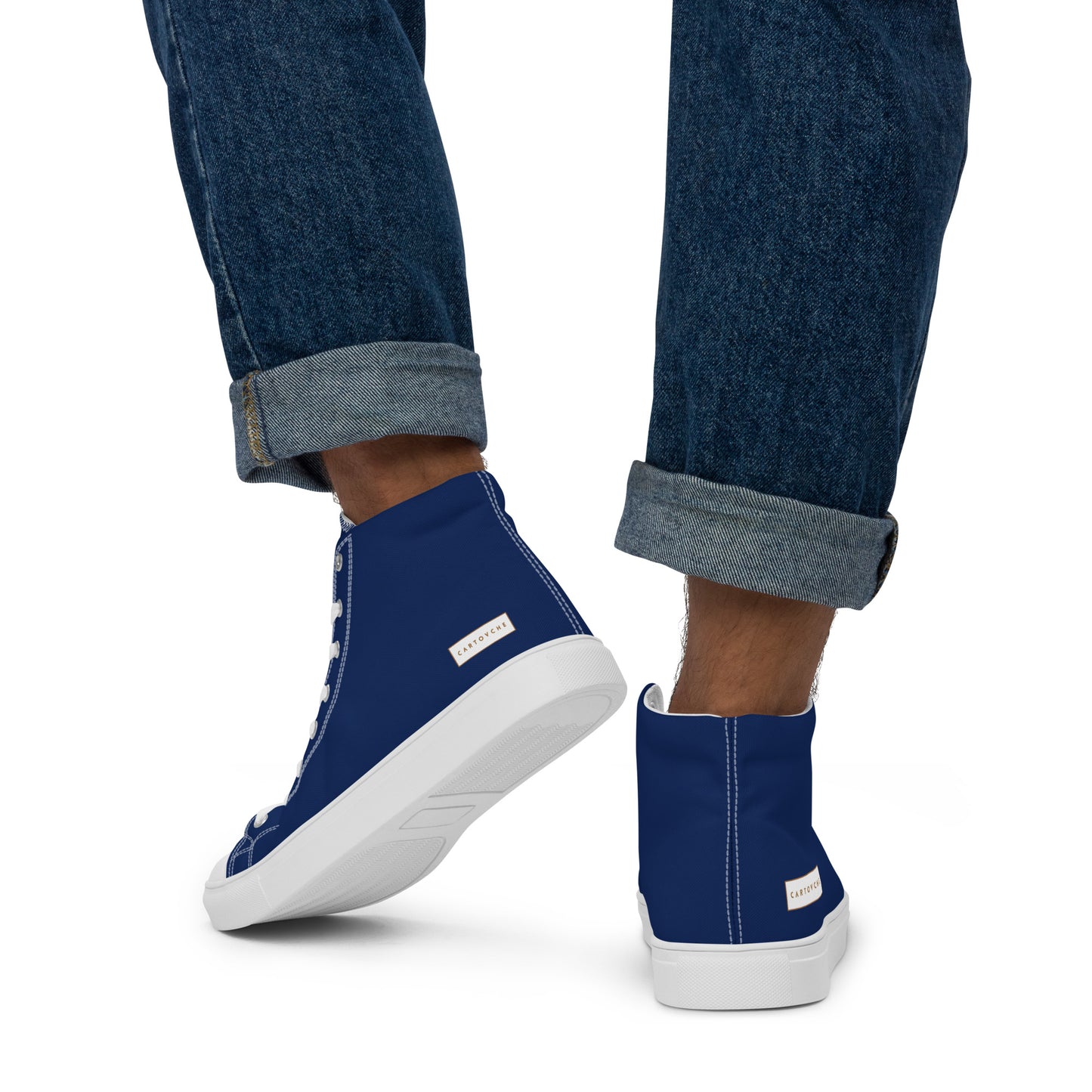 Men’s High Top Canvas Shoes | 'Cartouche Horus' (Navy & White)