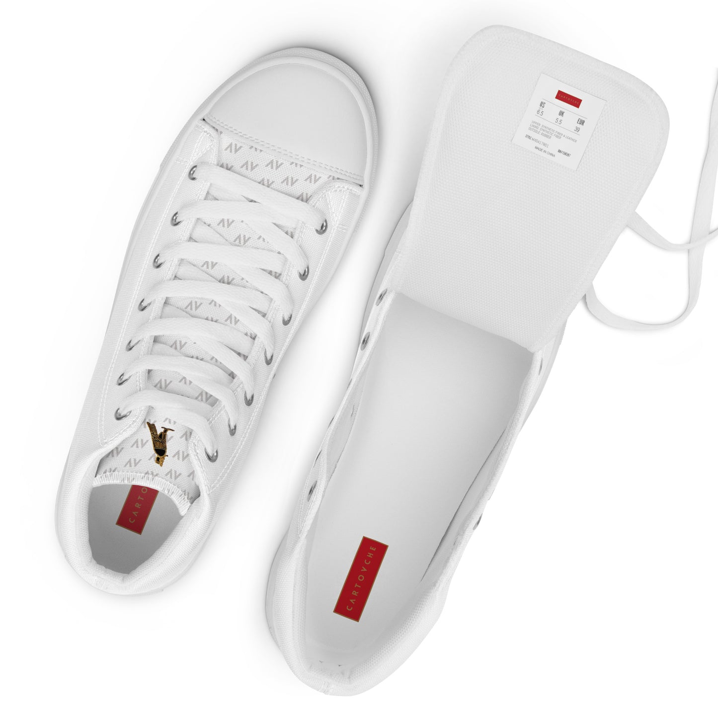 Men’s High Top Canvas Shoes | 'Cartouche Horus' (All White)