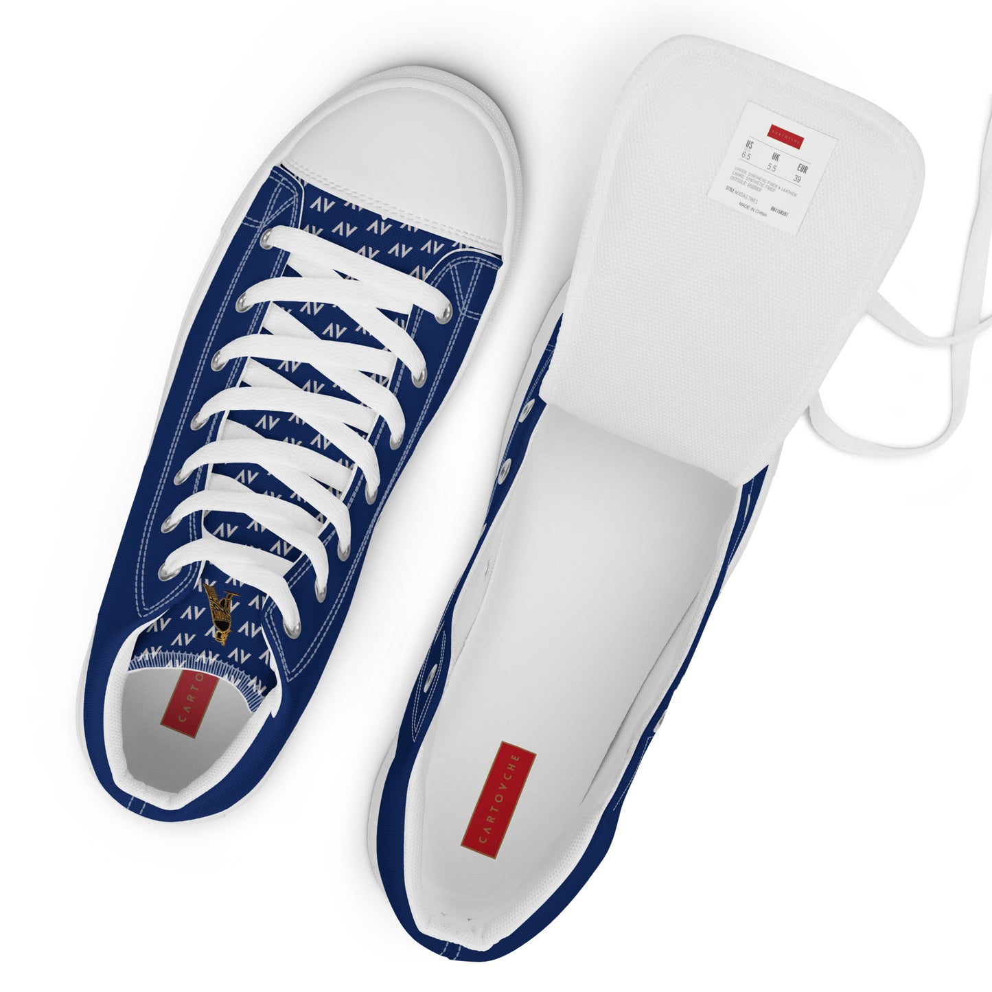 Men’s High Top Canvas Shoes | 'Cartouche Horus' (Navy & White)