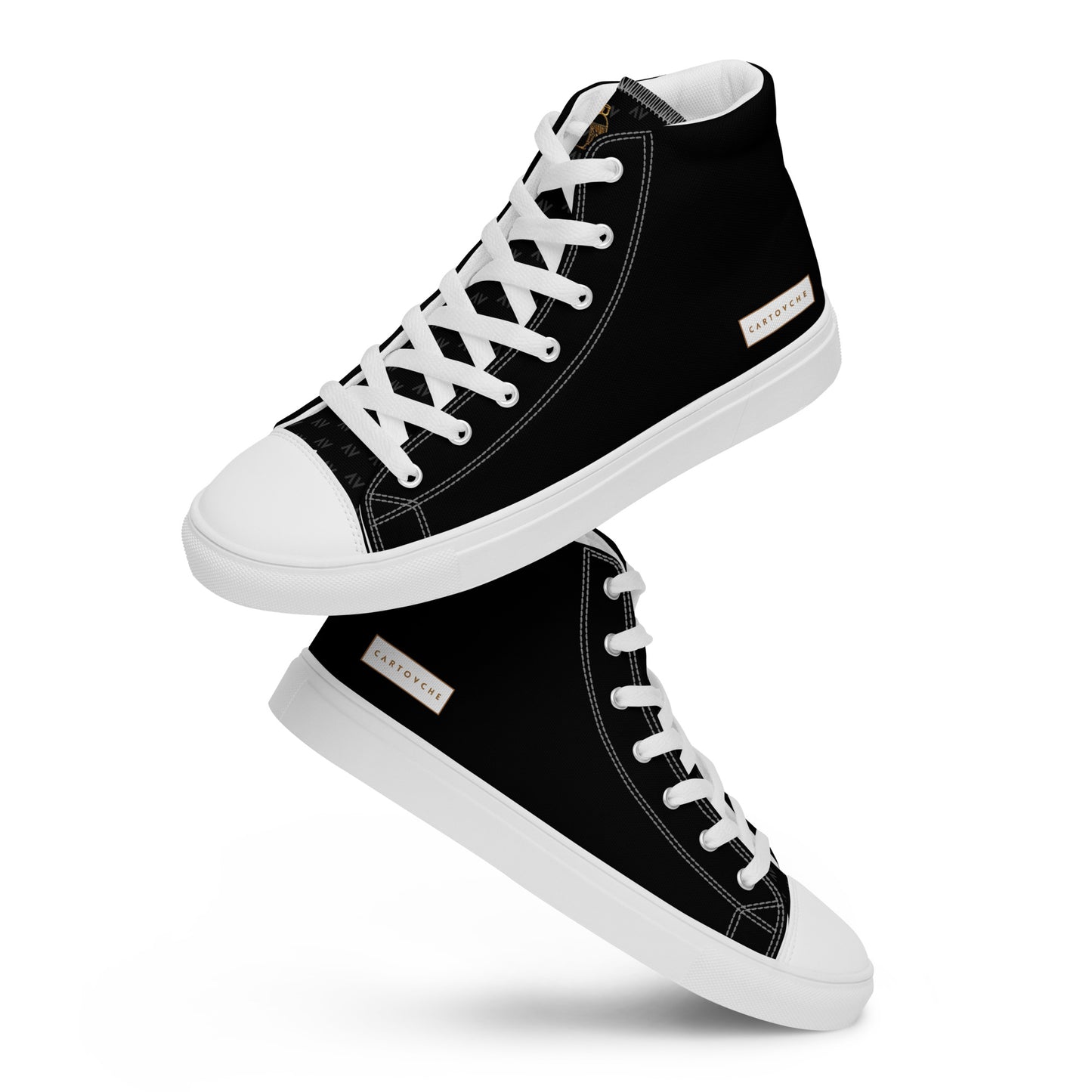 Men’s High Top Canvas Shoes | 'Cartouche Horus' (Black & White)