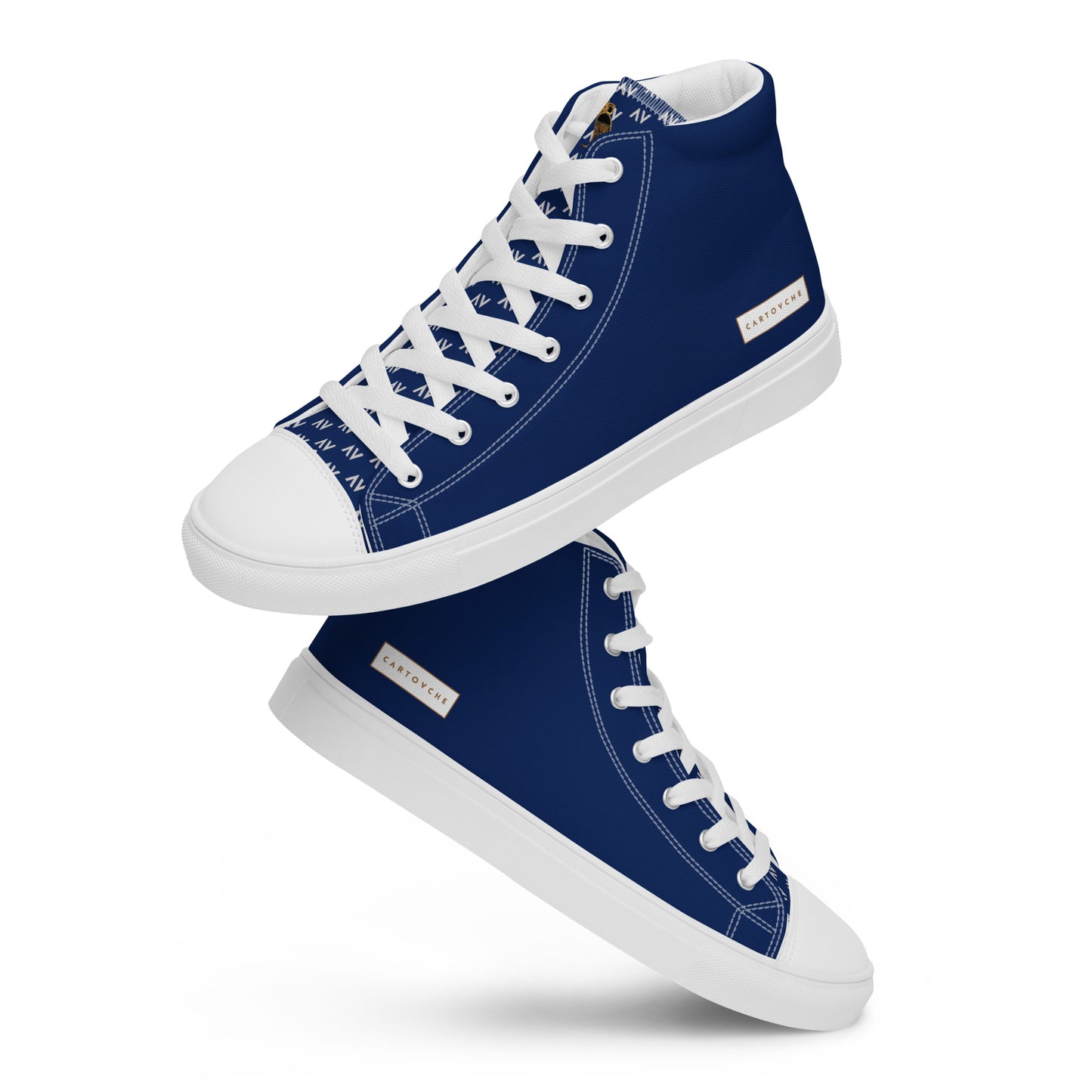 Men’s High Top Canvas Shoes | 'Cartouche Horus' (Navy & White)