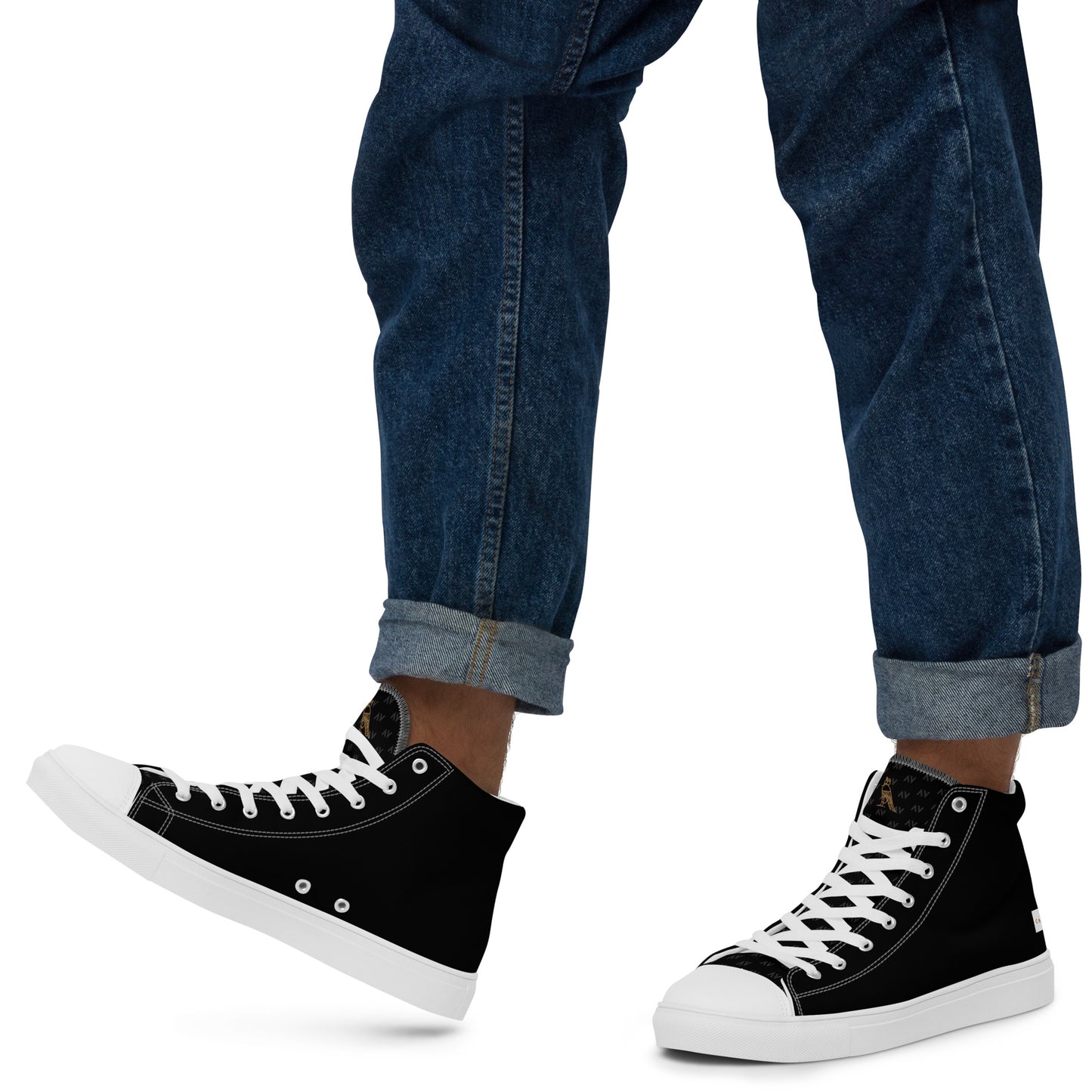 Men’s High Top Canvas Shoes | 'Cartouche Horus' (Black & White)