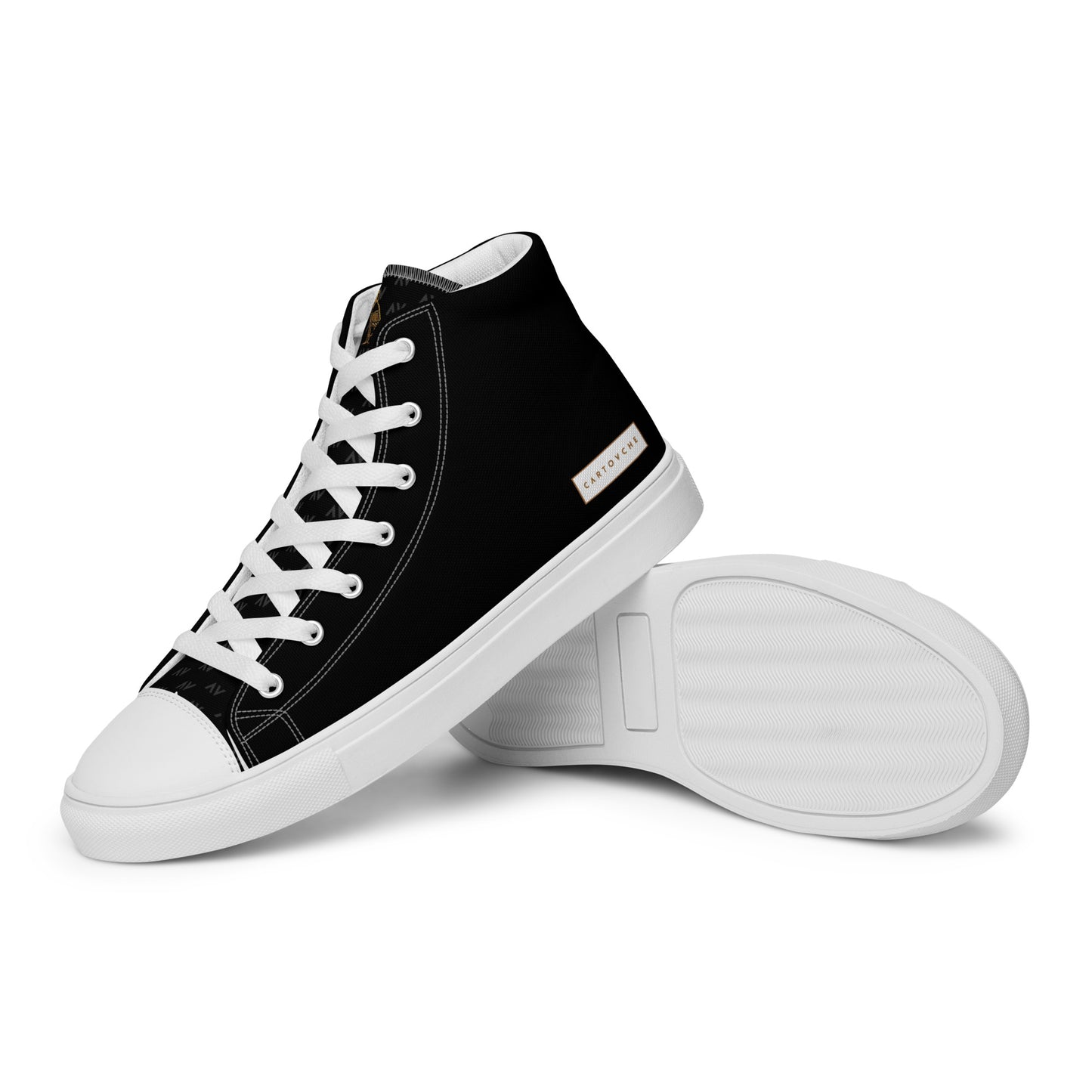 Men’s High Top Canvas Shoes | 'Cartouche Horus' (Black & White)