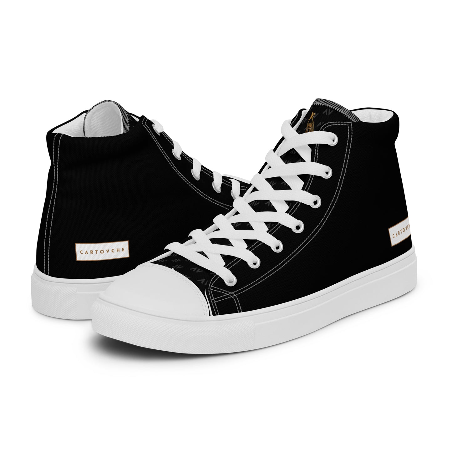 Men’s High Top Canvas Shoes | 'Cartouche Horus' (Black & White)