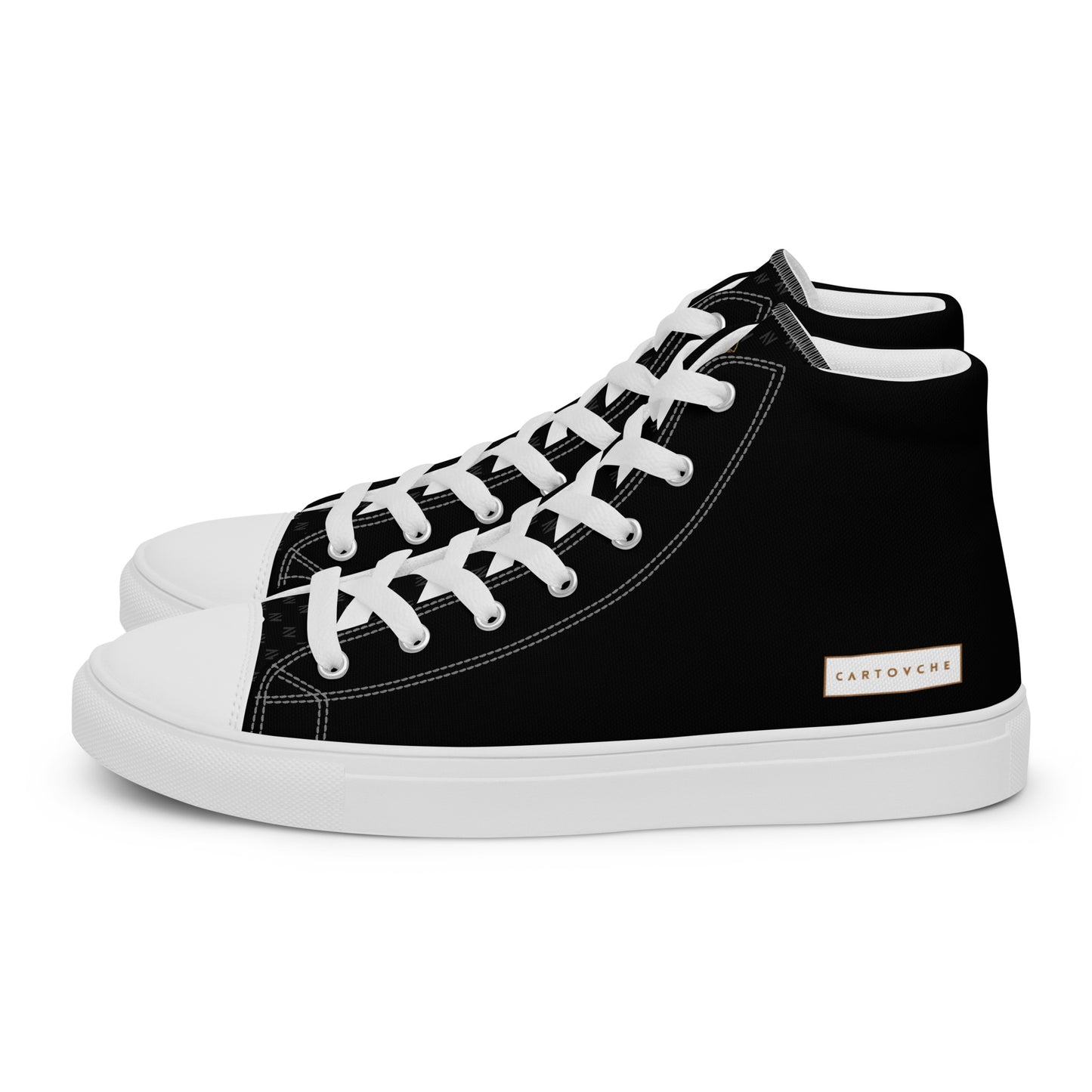 Men’s High Top Canvas Shoes | 'Cartouche Horus' (Black & White)