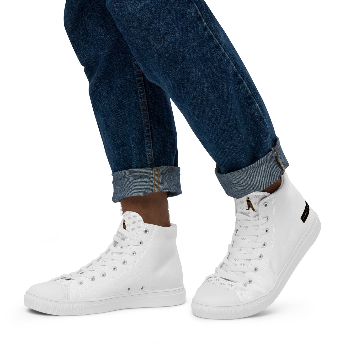 Men’s High Top Canvas Shoes | 'Cartouche Horus' (All White)