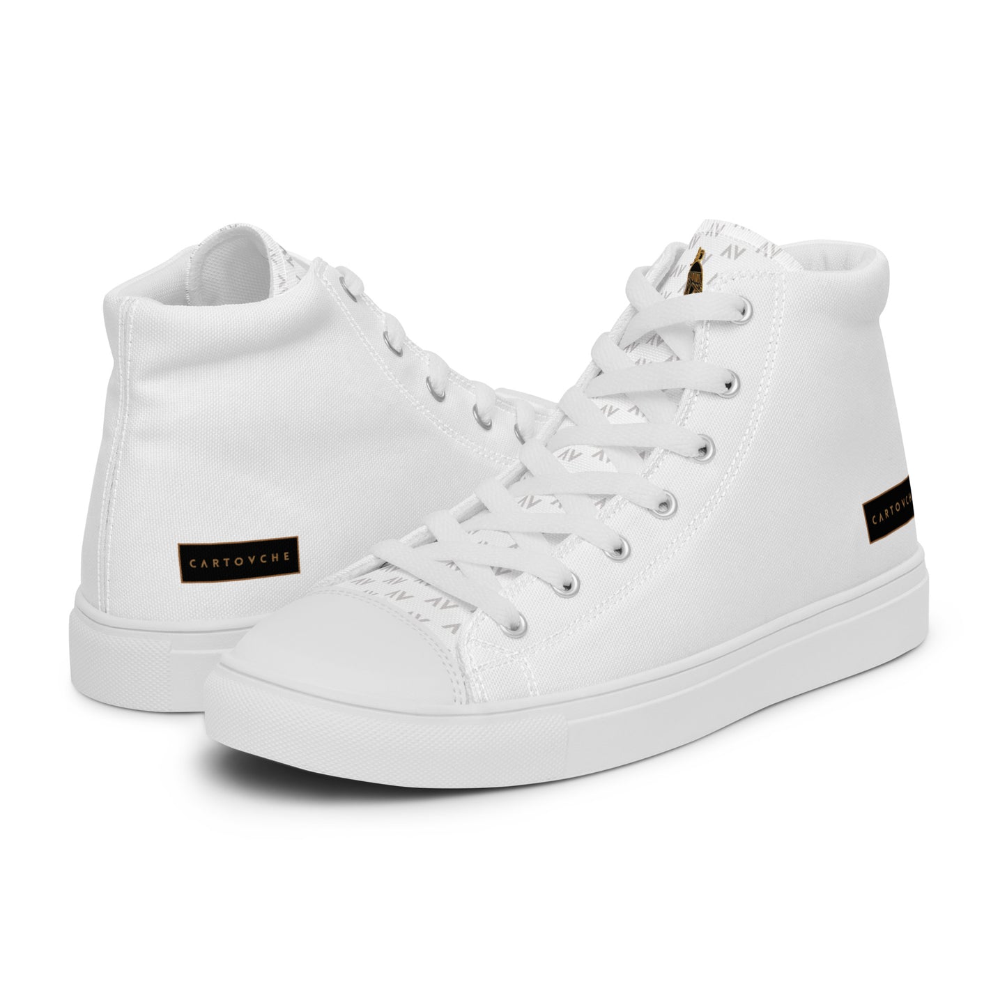 Men’s High Top Canvas Shoes | 'Cartouche Horus' (All White)