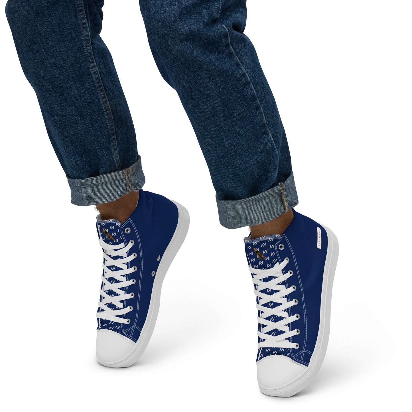 Men’s High Top Canvas Shoes | 'Cartouche Horus' (Navy & White)