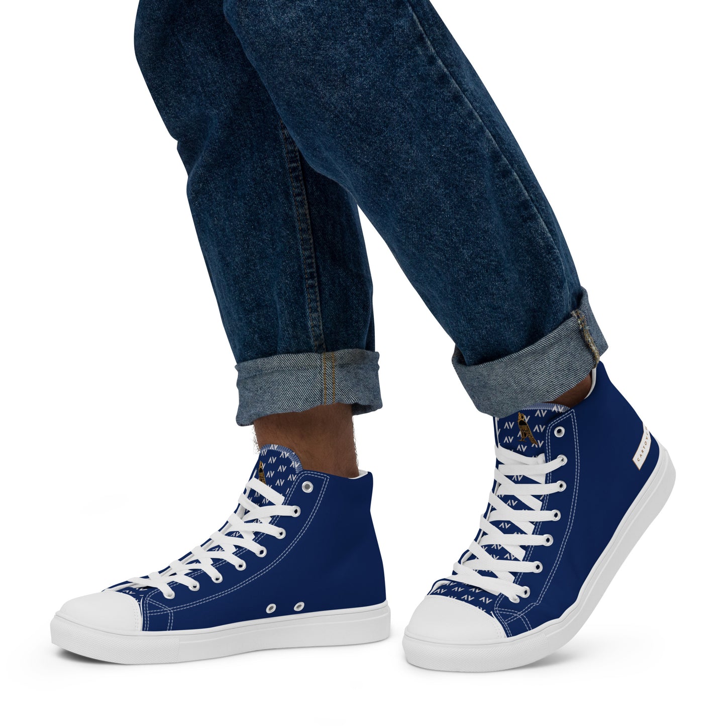 Men’s High Top Canvas Shoes | 'Cartouche Horus' (Navy & White)