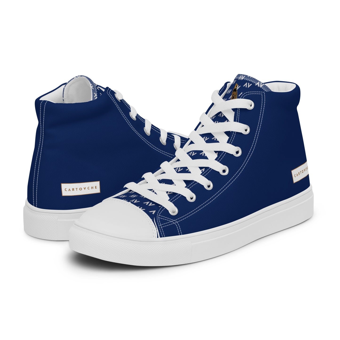 Men’s High Top Canvas Shoes | 'Cartouche Horus' (Navy & White)