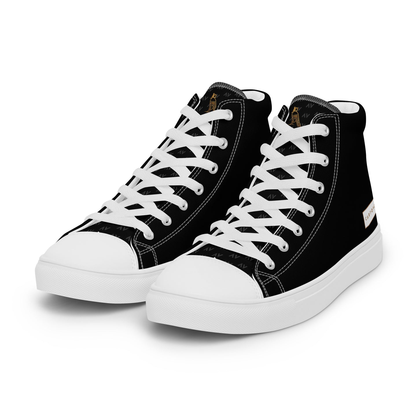 Men’s High Top Canvas Shoes | 'Cartouche Horus' (Black & White)