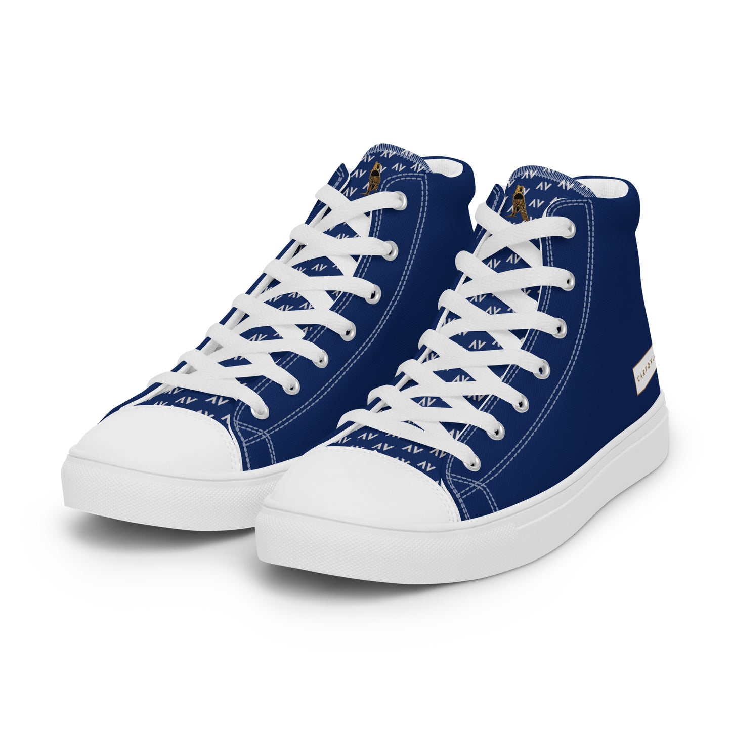 Men’s High Top Canvas Shoes | 'Cartouche Horus' (Navy & White)