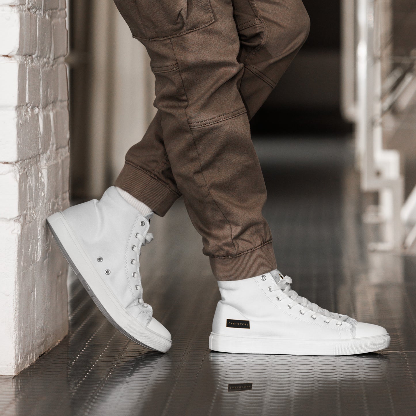 Men’s High Top Canvas Shoes | 'Cartouche Horus' (All White)