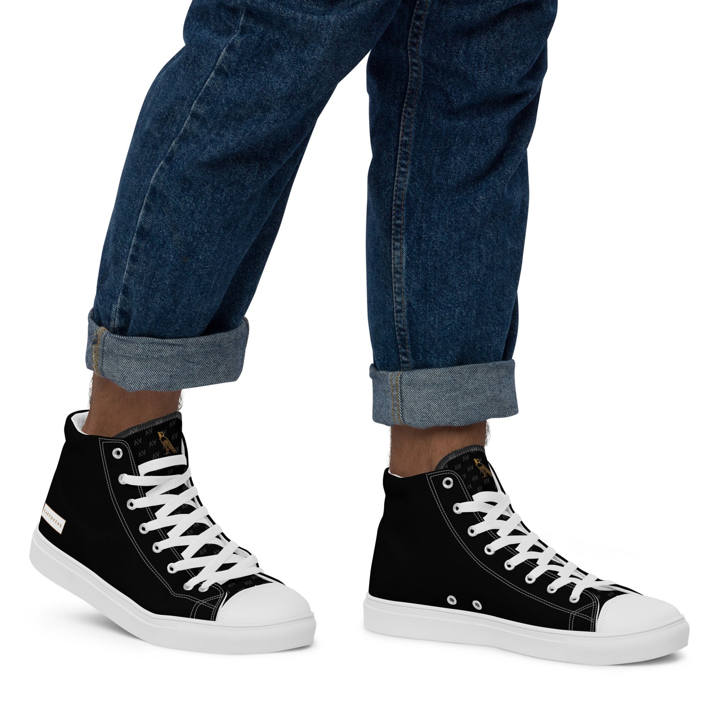 Men’s High Top Canvas Shoes | 'Cartouche Horus' (Black & White)