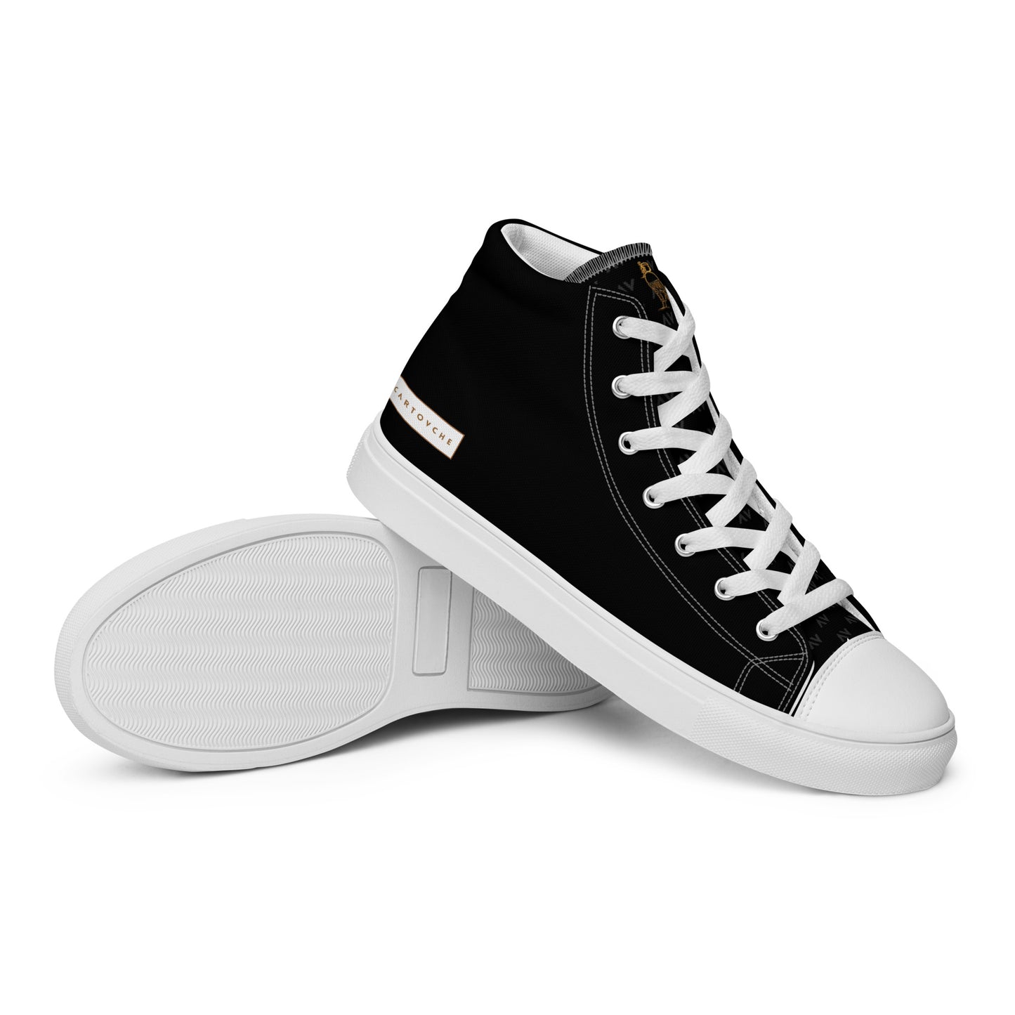 Men’s High Top Canvas Shoes | 'Cartouche Horus' (Black & White)