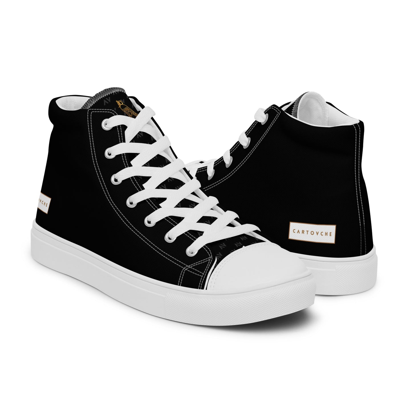 Men’s High Top Canvas Shoes | 'Cartouche Horus' (Black & White)