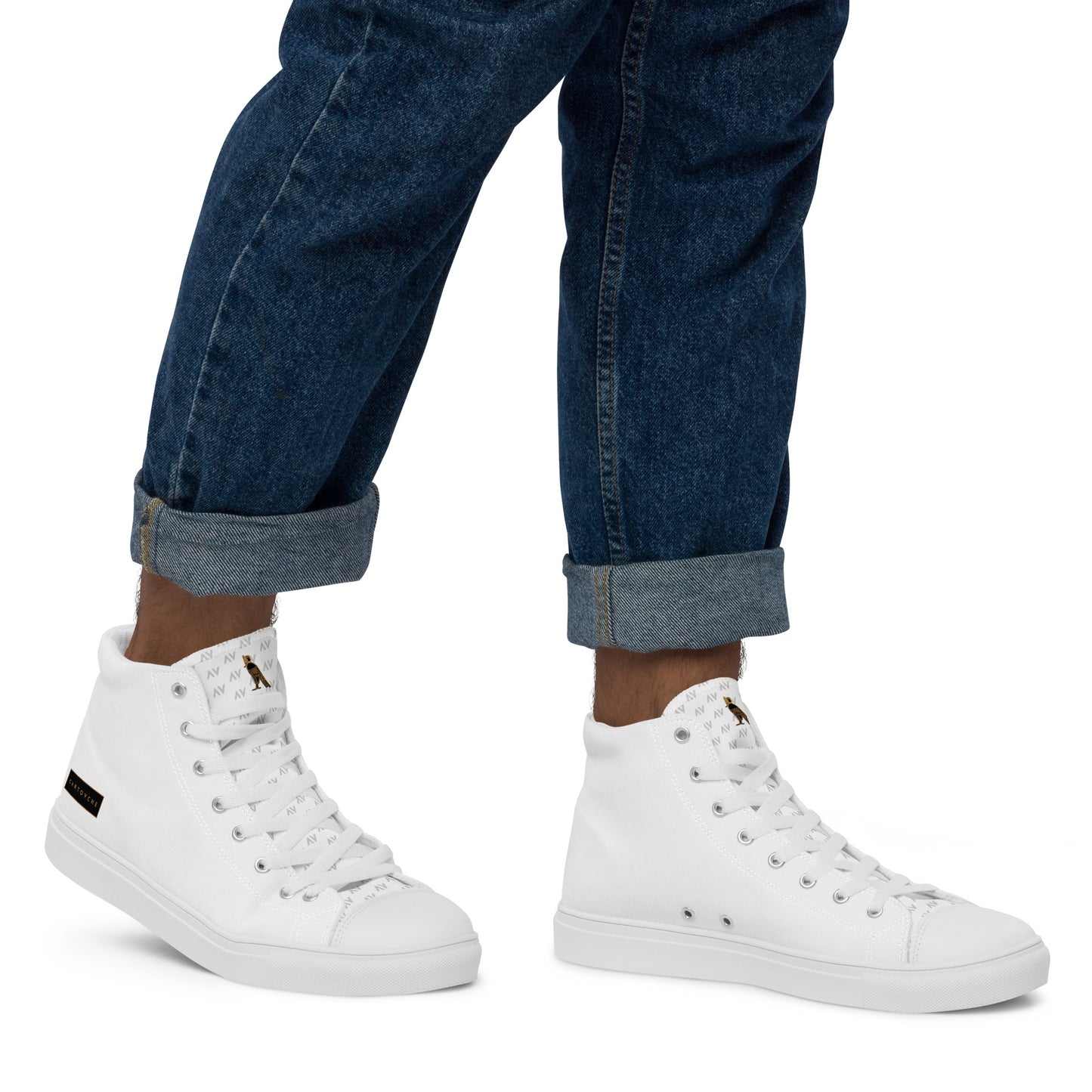 Men’s High Top Canvas Shoes | 'Cartouche Horus' (All White)