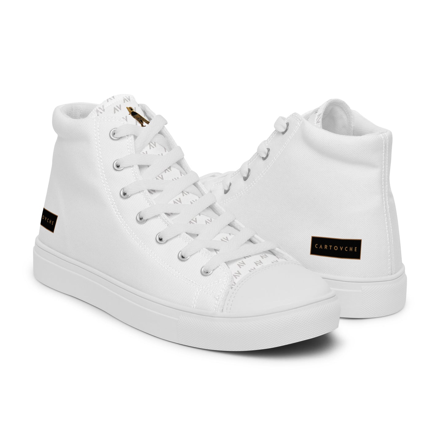 Men’s High Top Canvas Shoes | 'Cartouche Horus' (All White)