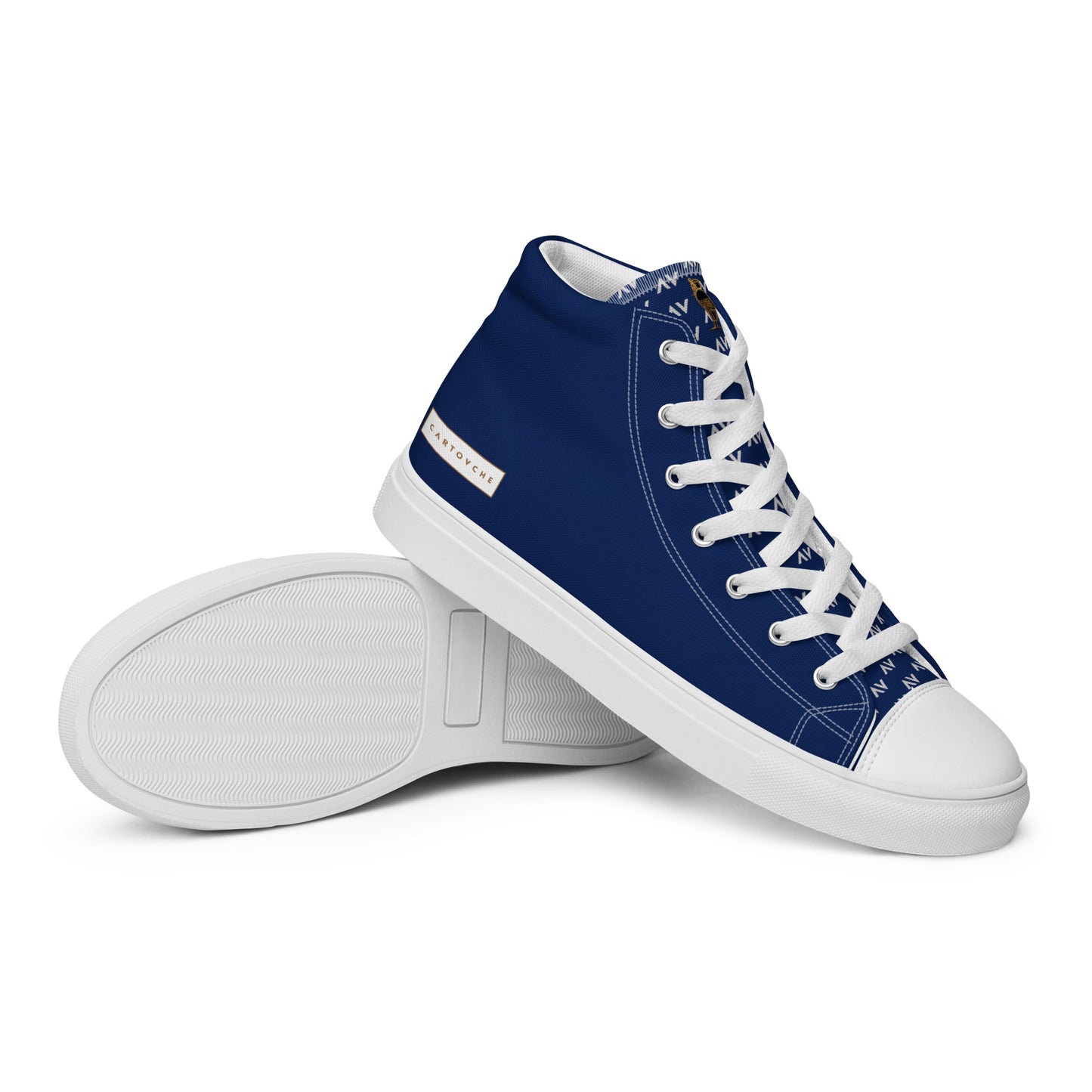 Men’s High Top Canvas Shoes | 'Cartouche Horus' (Navy & White)