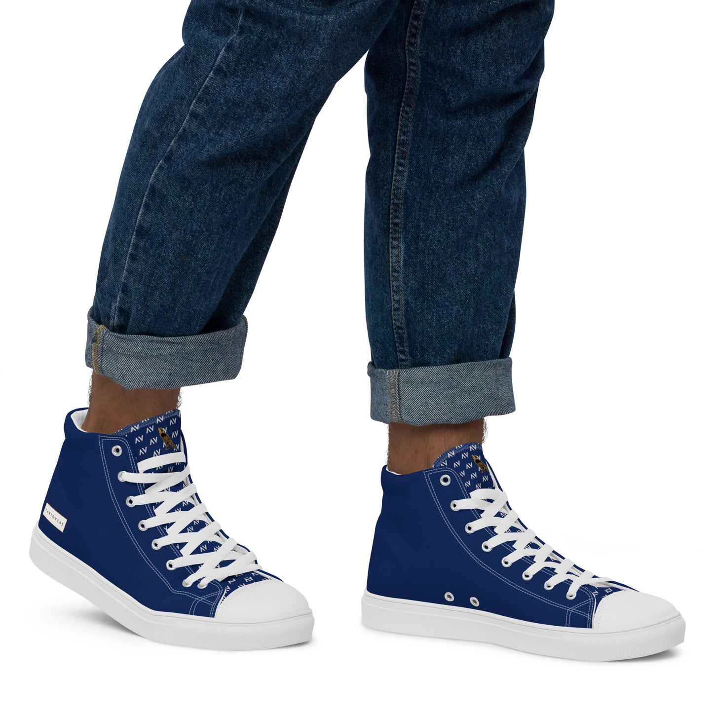 Men’s High Top Canvas Shoes | 'Cartouche Horus' (Navy & White)