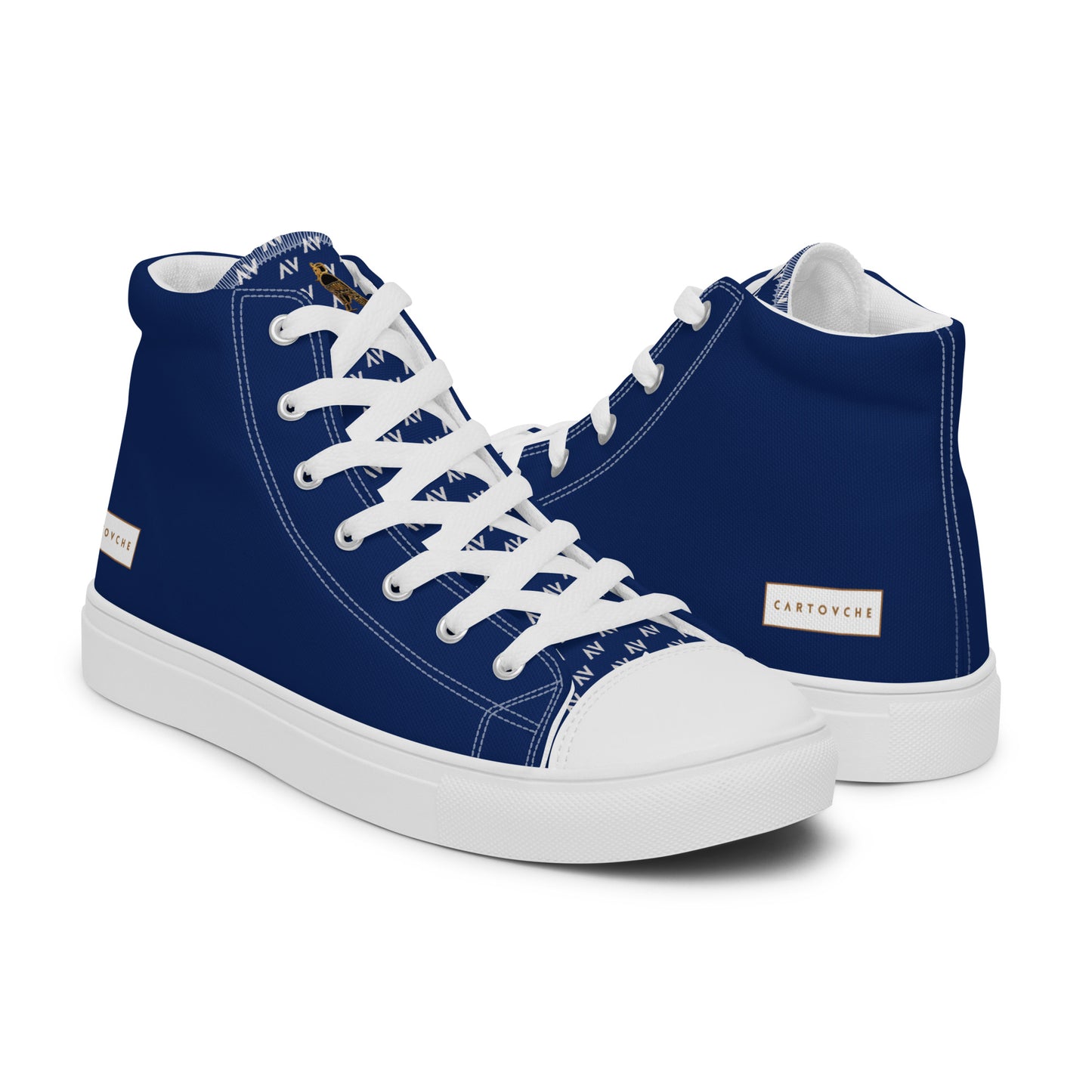 Men’s High Top Canvas Shoes | 'Cartouche Horus' (Navy & White)