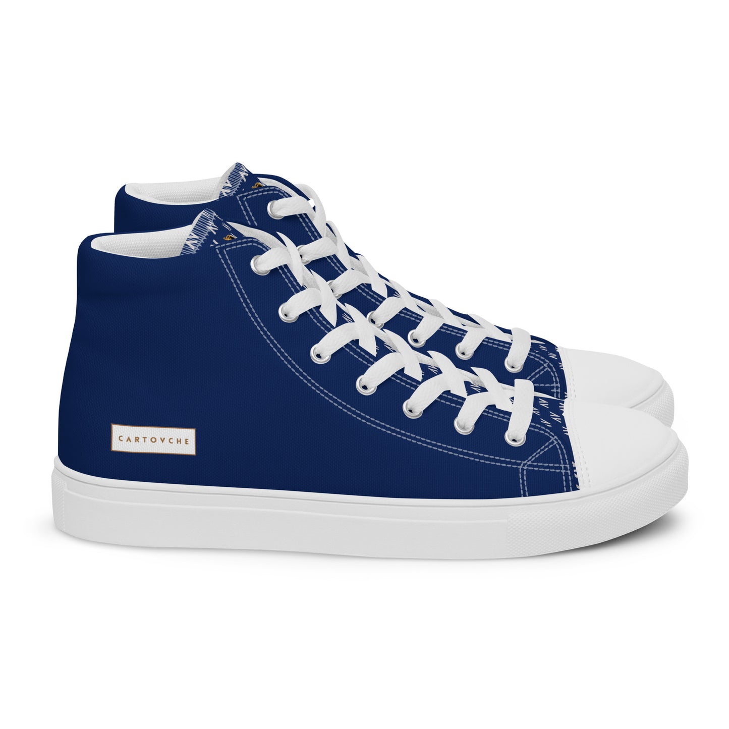 Men’s High Top Canvas Shoes | 'Cartouche Horus' (Navy & White)