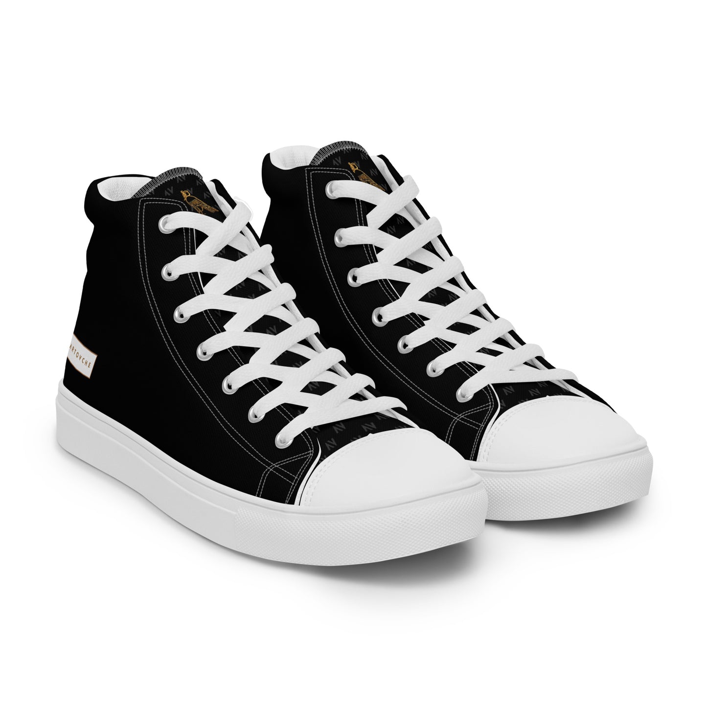 Men’s High Top Canvas Shoes | 'Cartouche Horus' (Black & White)