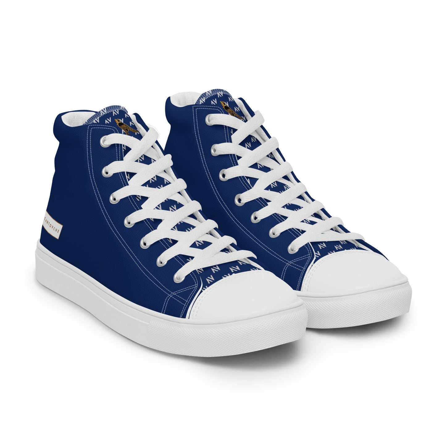 Men’s High Top Canvas Shoes | 'Cartouche Horus' (Navy & White)