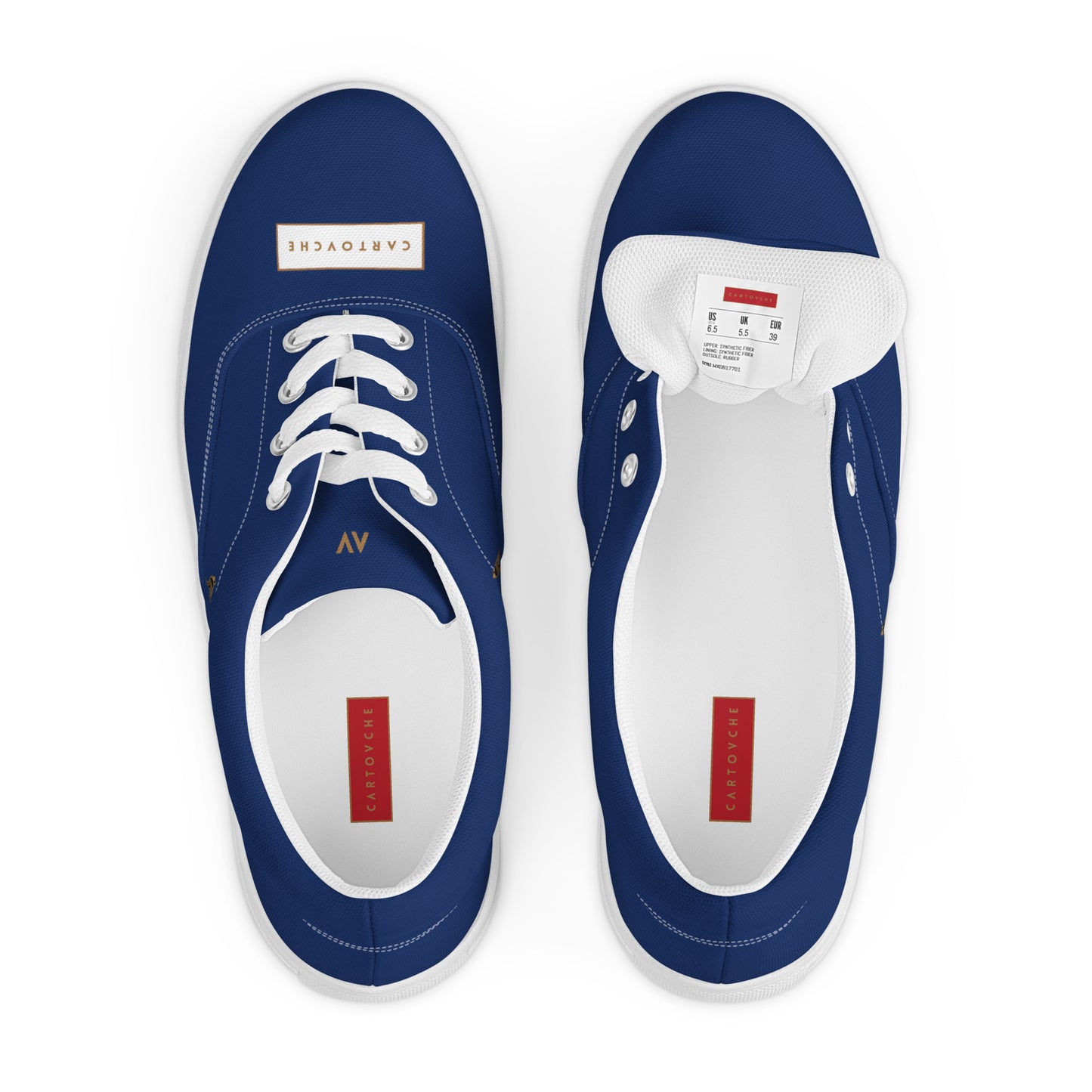 Men’s Lace-Up Canvas Shoes | 'Cartouche Osiris' (Navy & White)