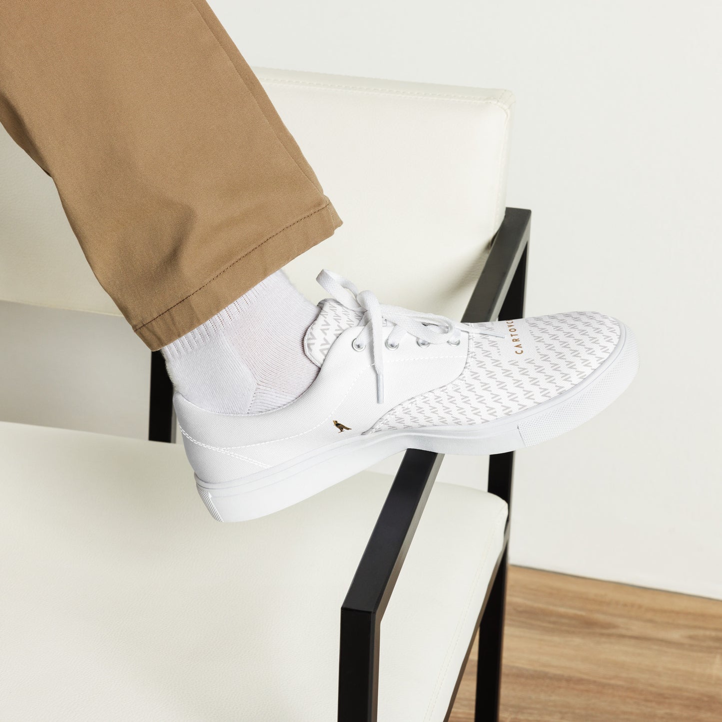 Men’s Lace-Up Canvas Shoes | 'Cartouche Osiris' (White with Grey)