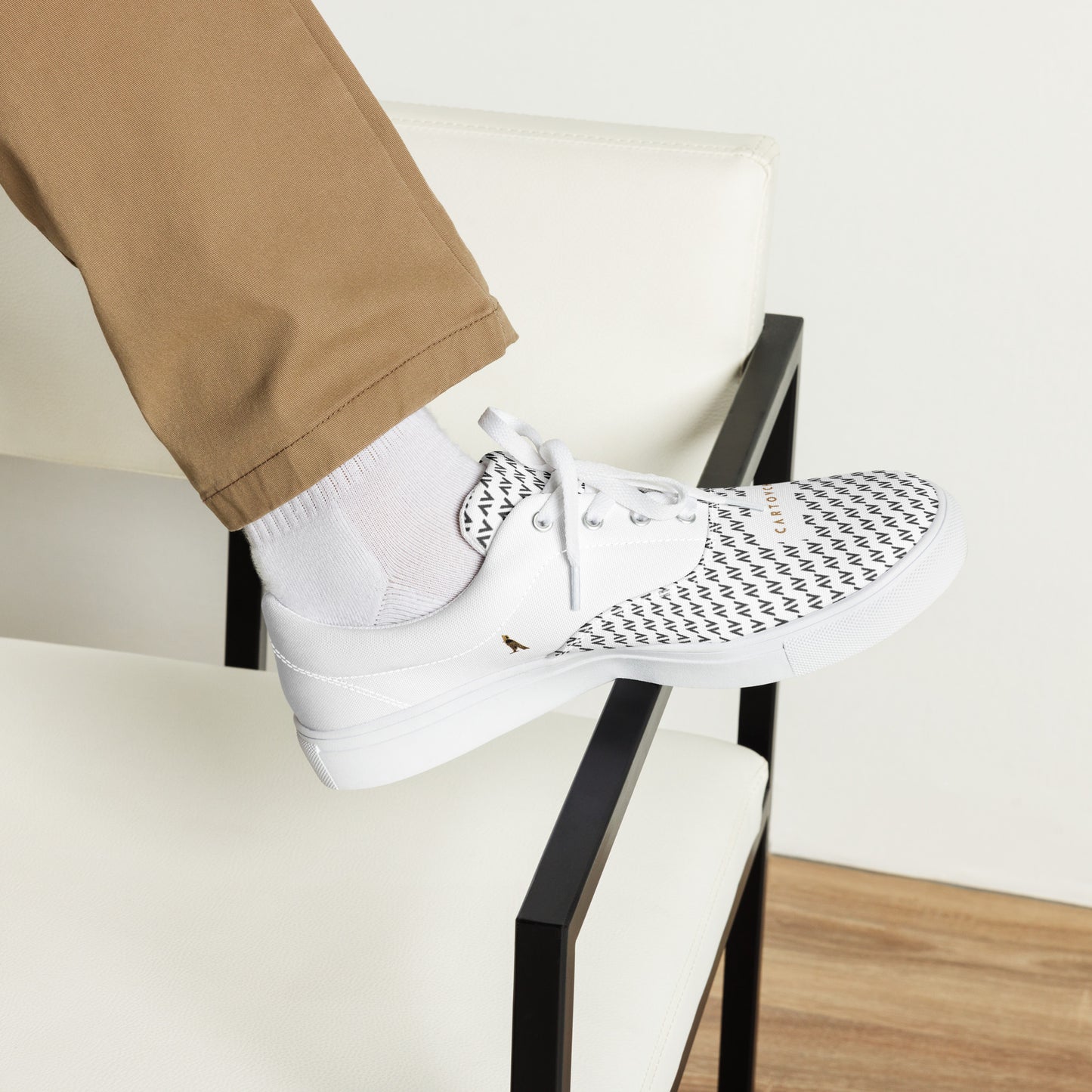 Men’s Lace-Up Canvas Shoes | 'Cartouche Osiris' (White with Black)