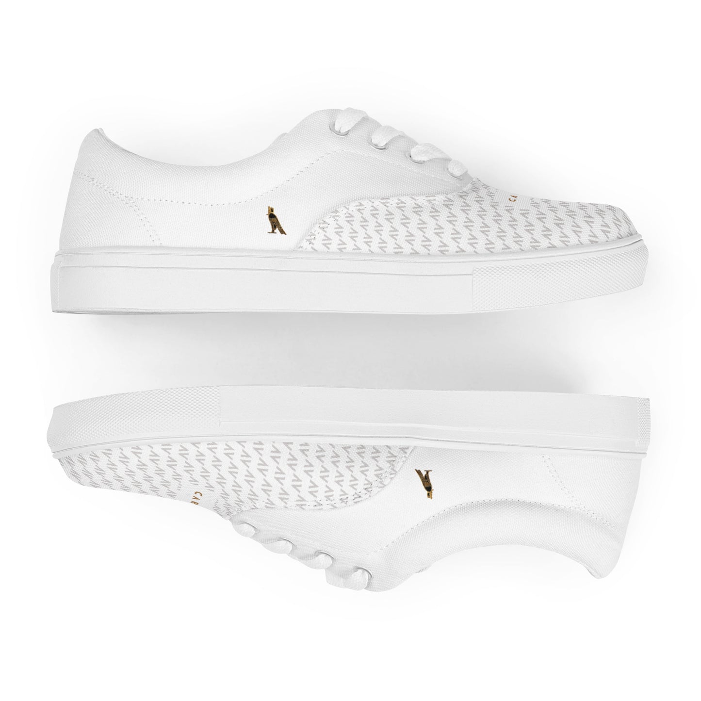 Men’s Lace-Up Canvas Shoes | 'Cartouche Osiris' (White with Grey)