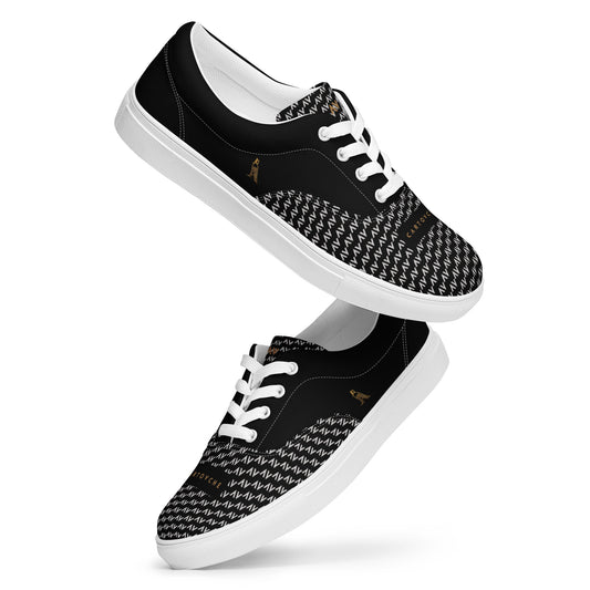 Men’s Lace-Up Canvas Shoes | 'Cartouche Osiris' (Black with White)