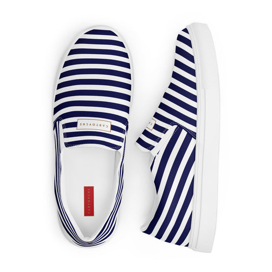 Men’s Slip-On Canvas Shoes | 'Cartouche Ramesses' (Blue & White Stripe)