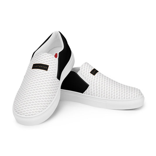 Men’s Slip-On Canvas Shoes | 'Cartouche Ramesses' (White & Black)