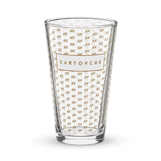 Hand-made Shaker Pint Glass | 'AV' Pattern with White Label Logo