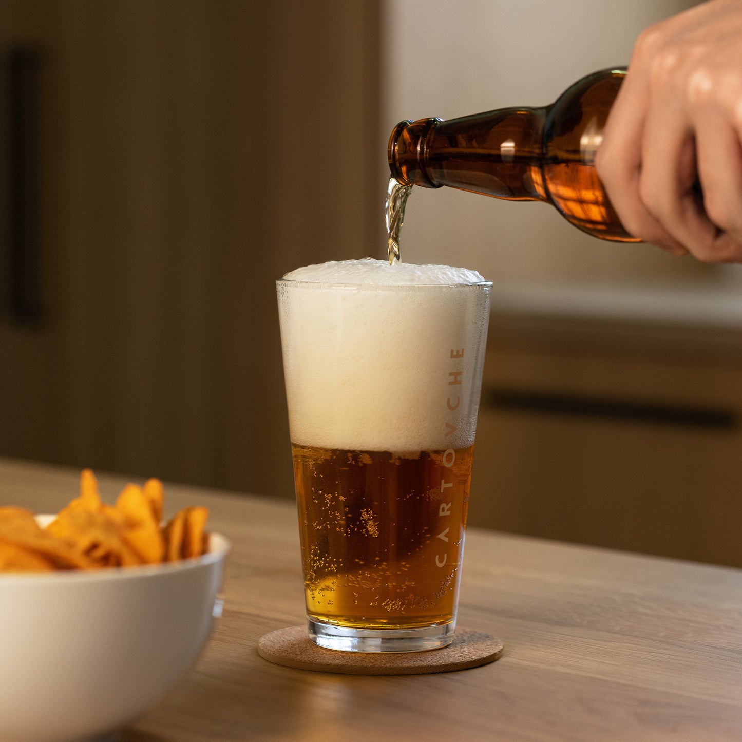 Hand-Made Shaker Pint Glass | Cartouche + Horus Logos