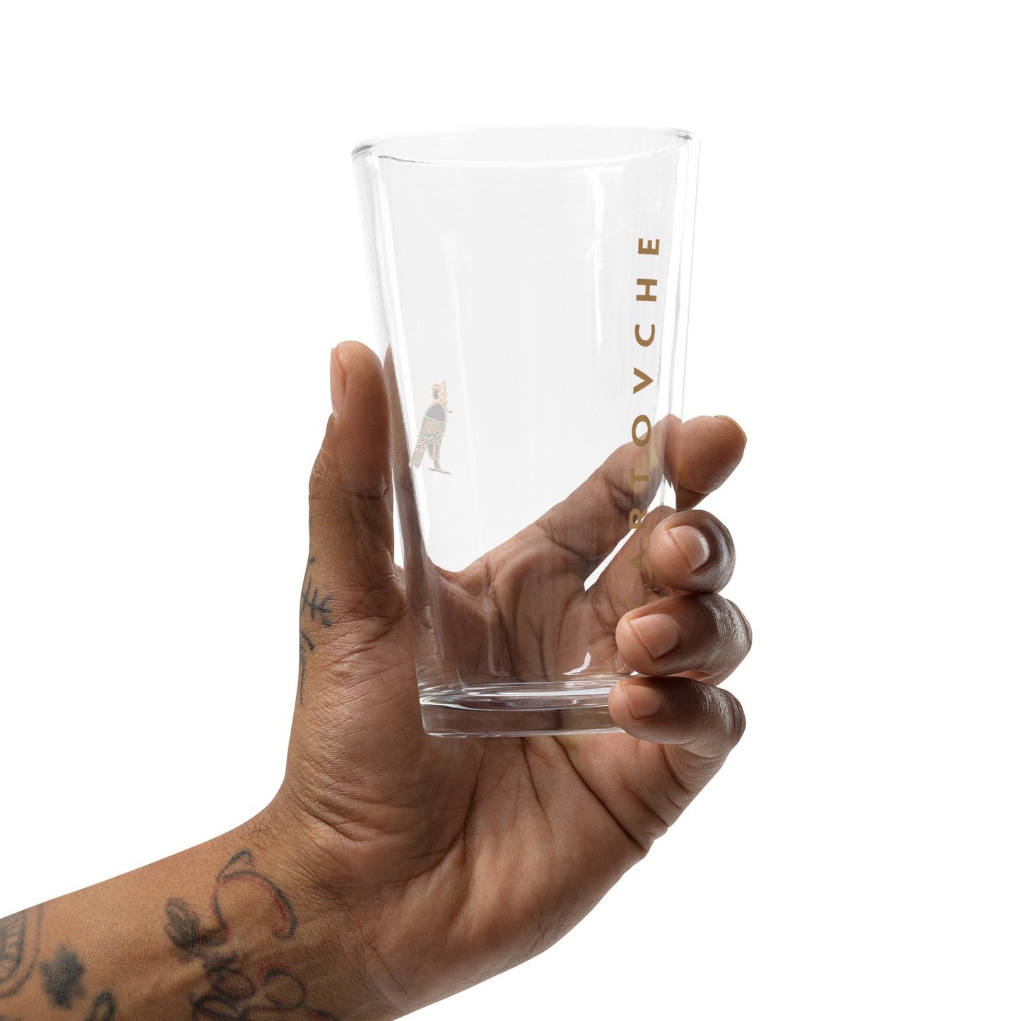 Hand-Made Shaker Pint Glass | Cartouche + Horus Logos