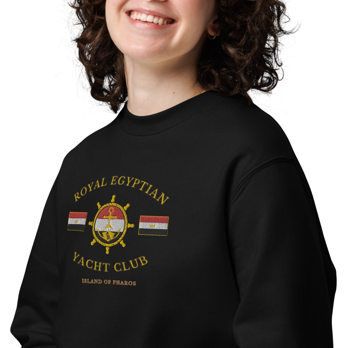 'Royal Egyptian Yacht Club' (Embroidered Helm Logo) - 100% Organic Cotton Sweatshirt