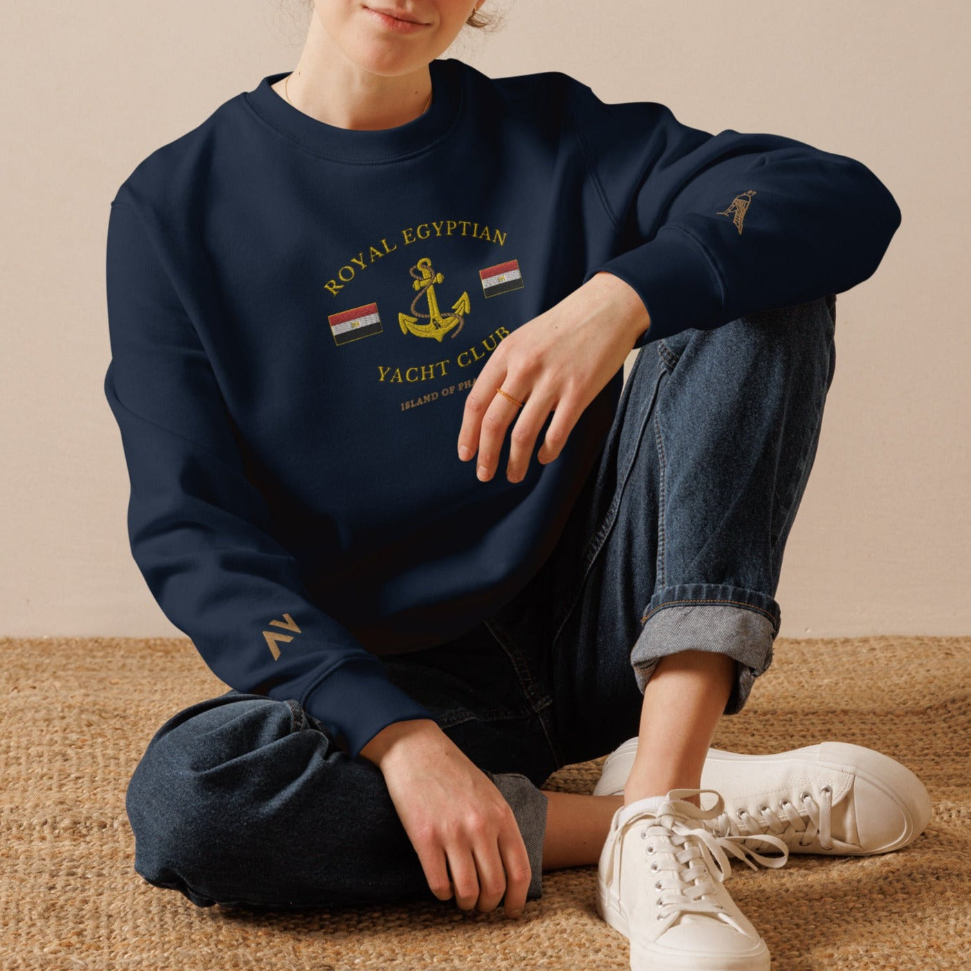 'Royal Egyptian Yacht Club' (Embroidered Anchor Logo) - 100% Organic Cotton Sweatshirt