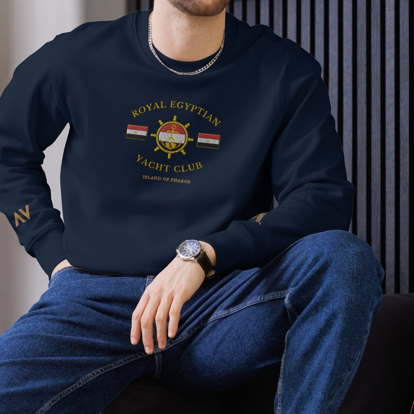 'Royal Egyptian Yacht Club' (Embroidered Helm Logo) - 100% Organic Cotton Sweatshirt