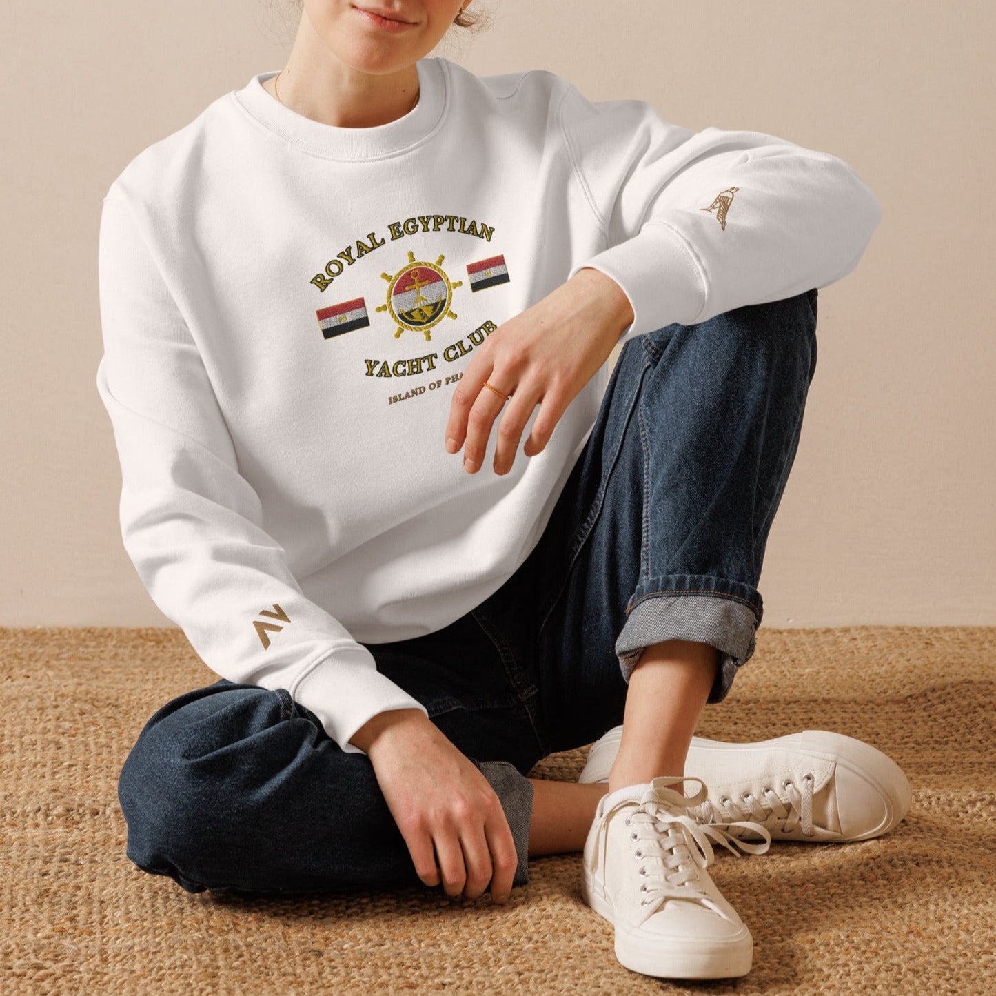 'Royal Egyptian Yacht Club' (Embroidered Helm Logo) - 100% Organic Cotton Sweatshirt