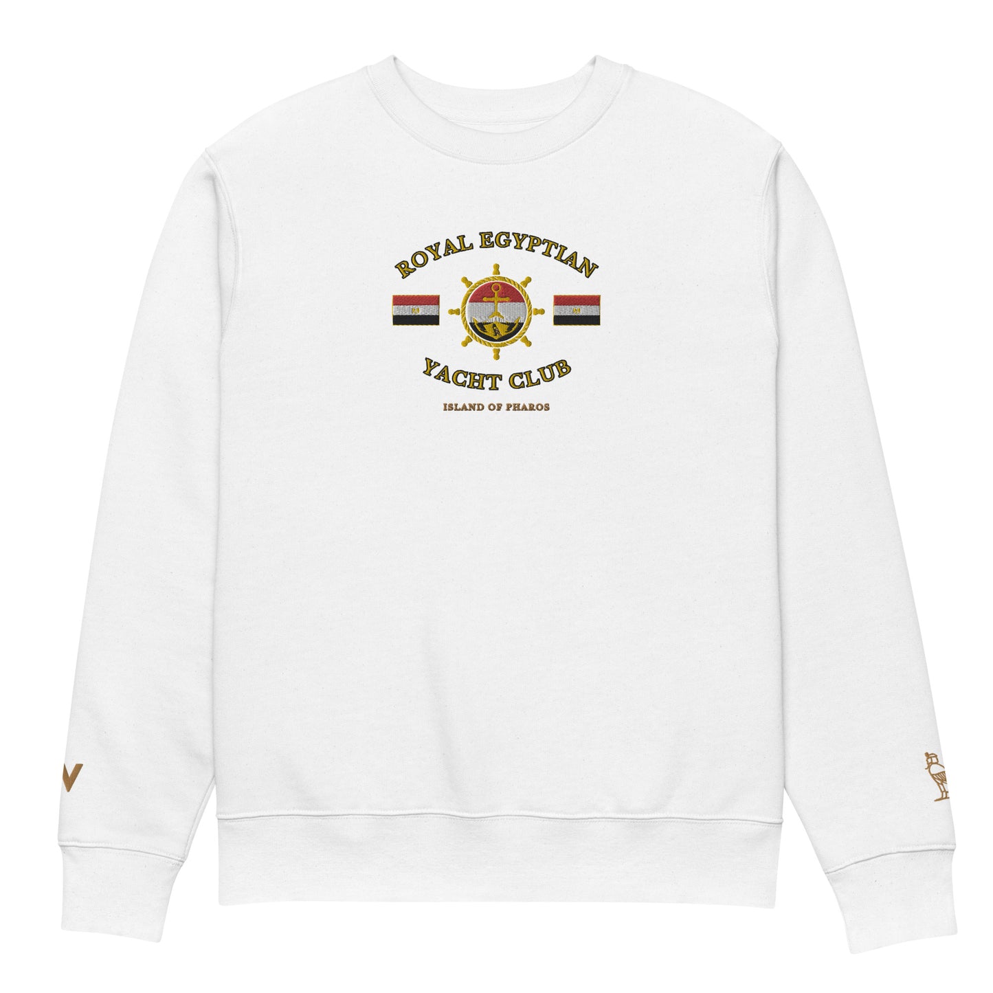 'Royal Egyptian Yacht Club' (Embroidered Helm Logo) - 100% Organic Cotton Sweatshirt