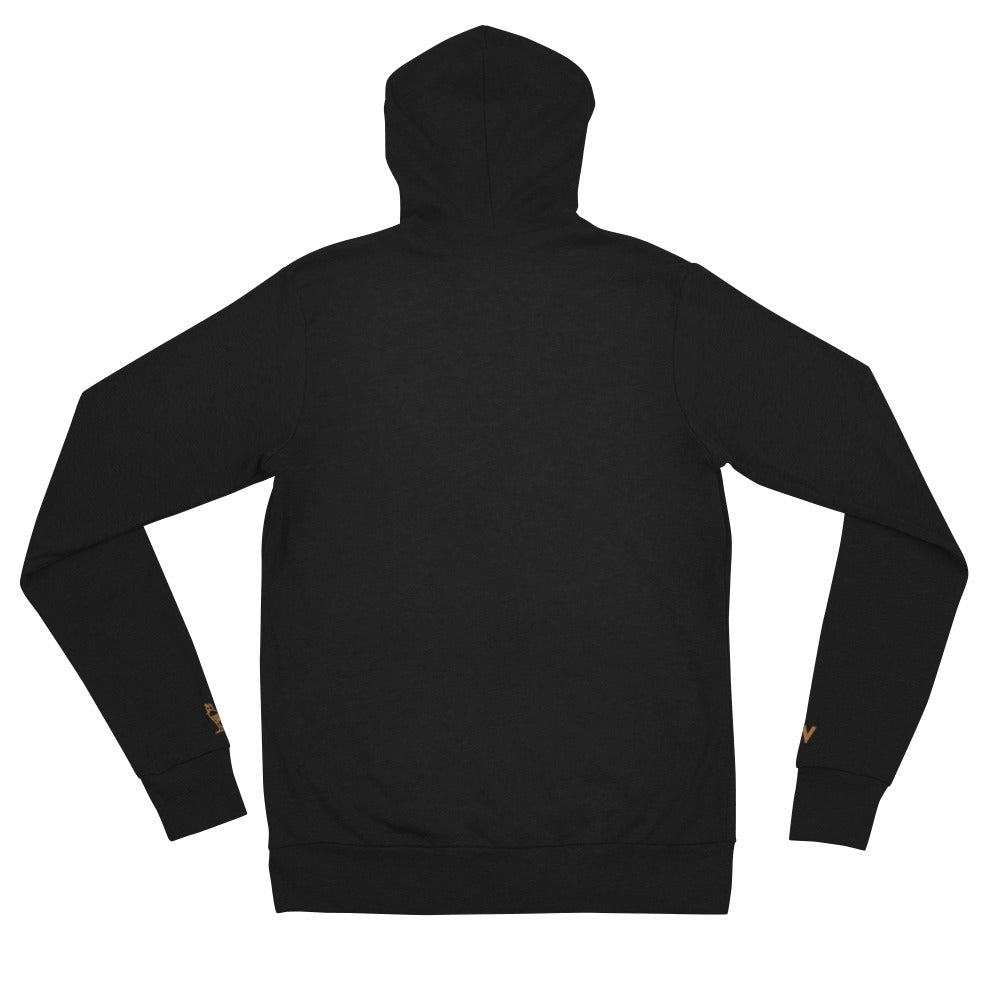 Women's Embroidered  Zip Up Lightweight Hoodie (Solid Triblend Black)